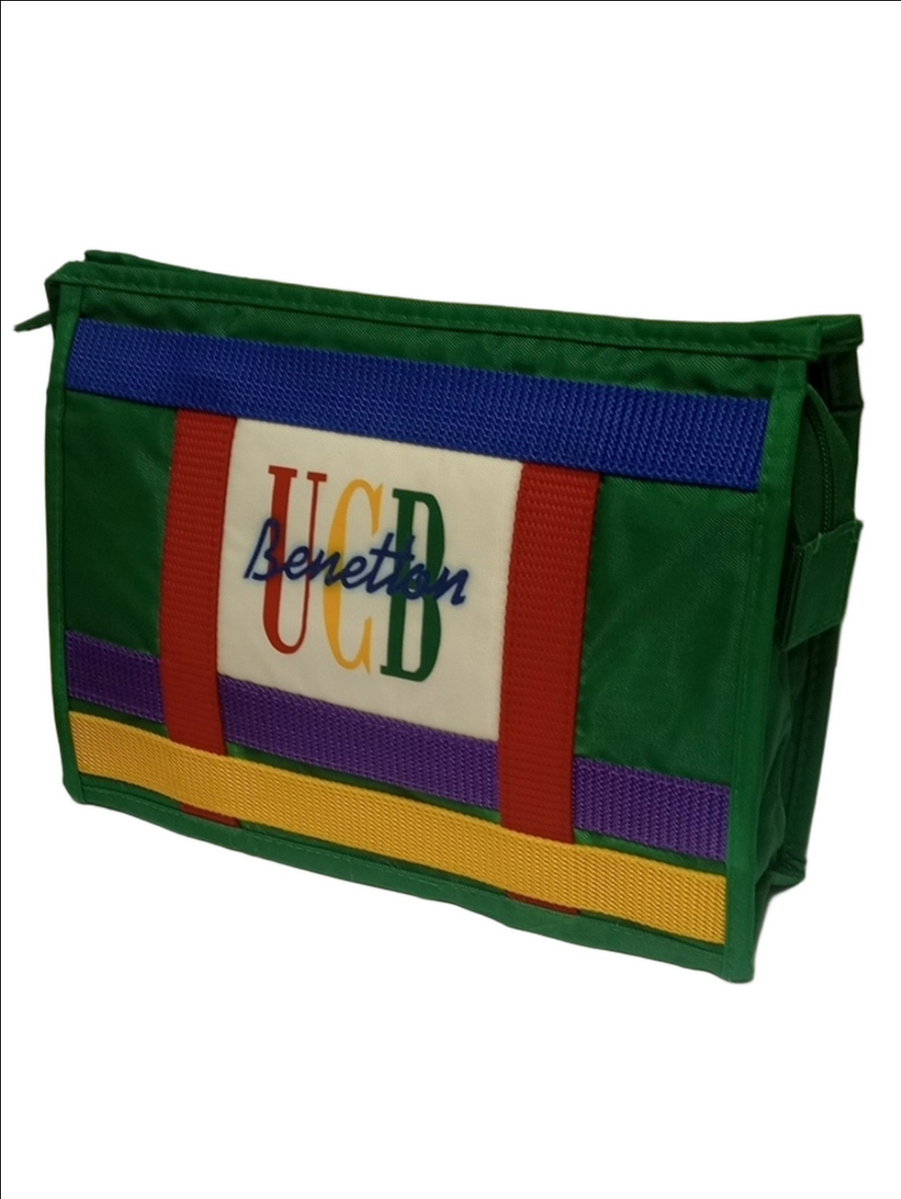 🌈90'S UNITED COLORS OF BENETTON VINTAGE LARGE MULTICOLOR COSMETIC BAG RARE!